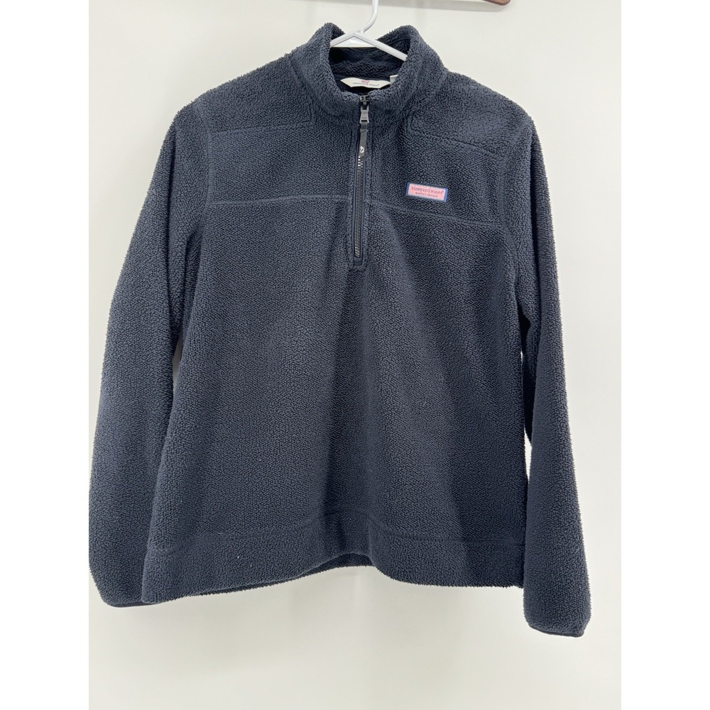 Vineyard Vines Women's‎  Medium Black Sherpa 1/4 Zip Pullover